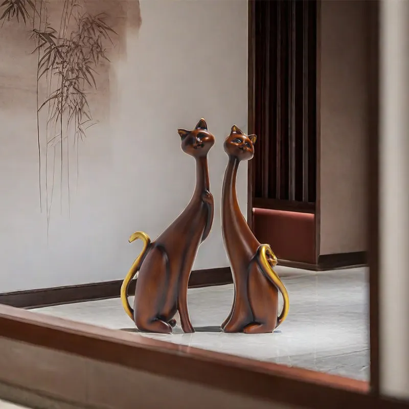 Cat Couple Decorative Statues - Image 5