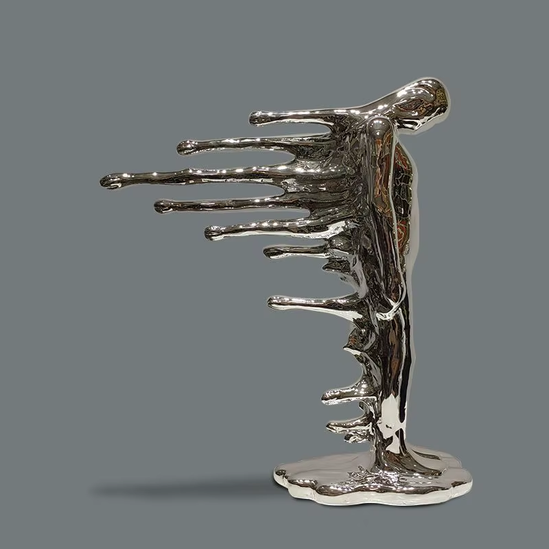 Abstract Silver Human Sculpture - Image 4