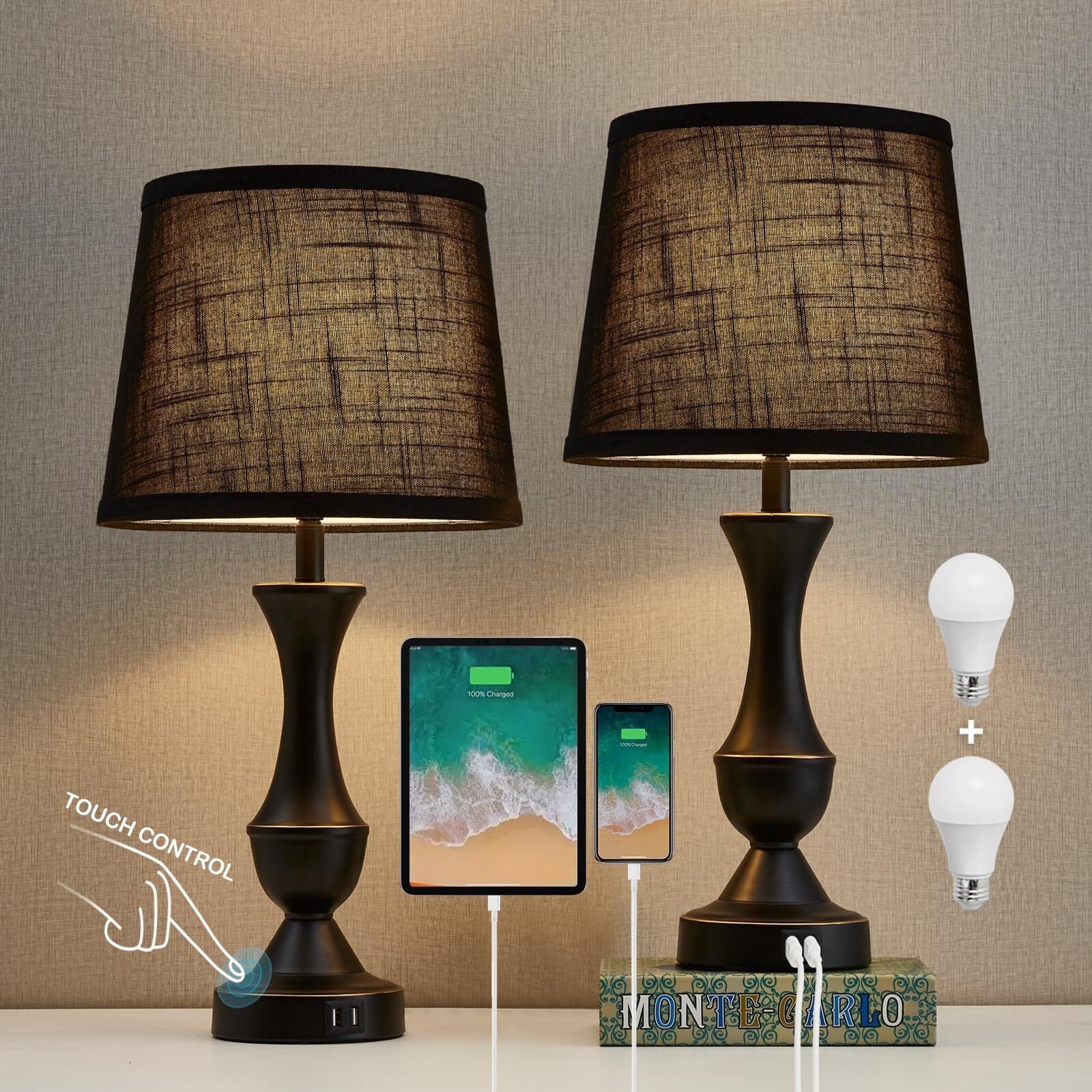 Linen Fabric Table Lamp Set - Image 10