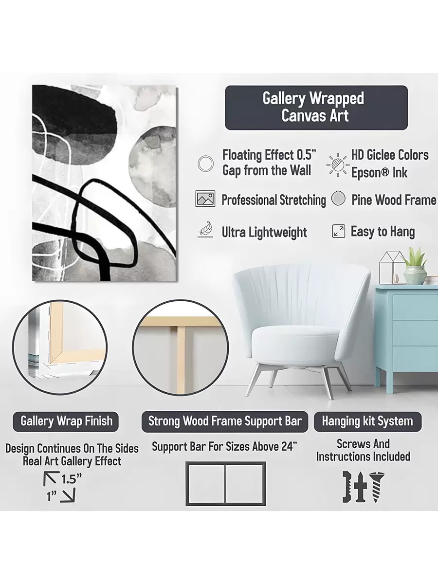 Abstract Framed Wall Art (3 pcs) - Image 7