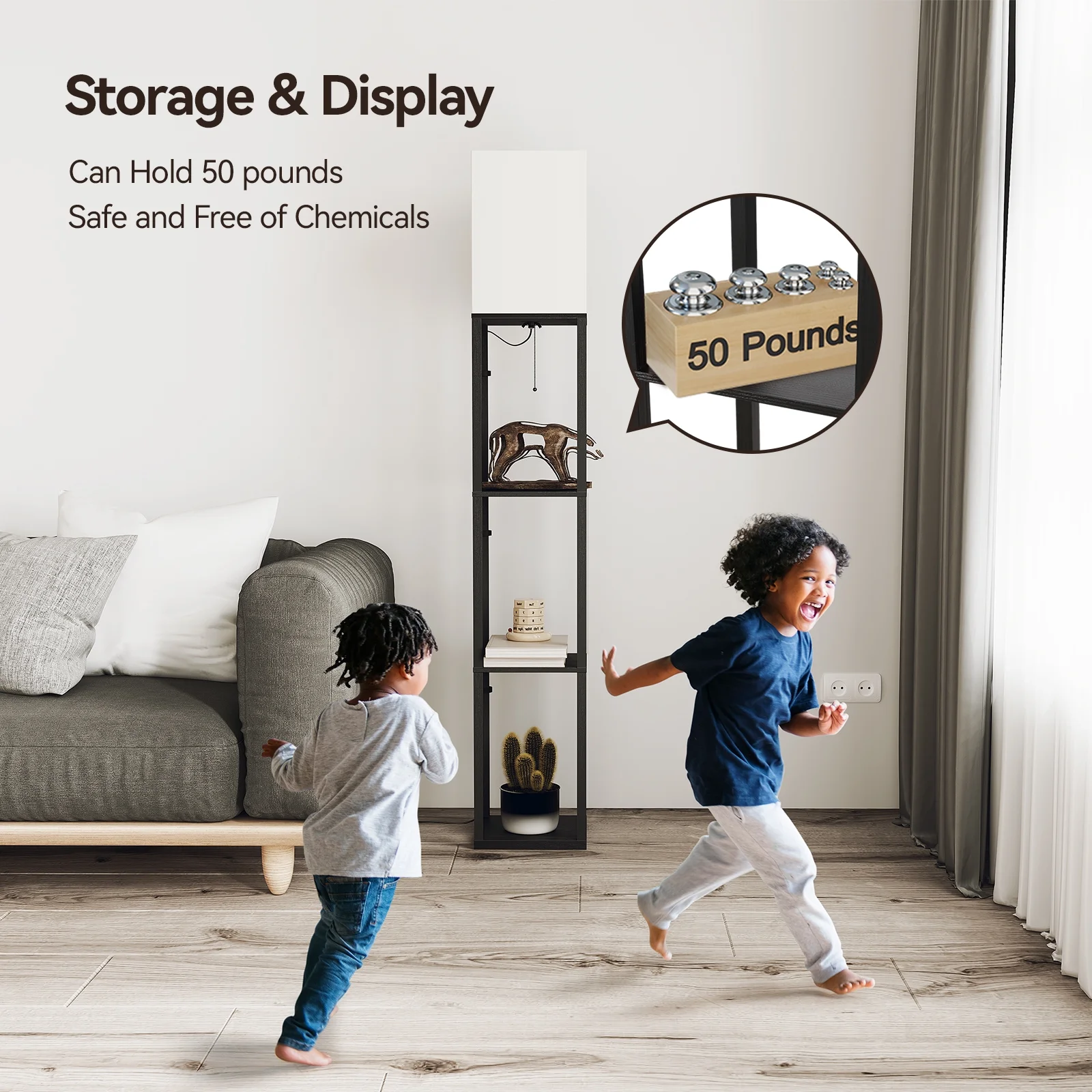 LED Floor Lamp with Shelves - Image 7