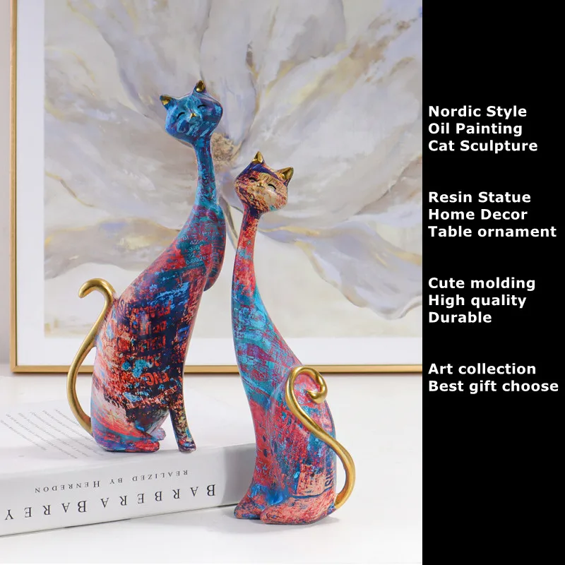 Cat Couple Decorative Statues - Image 6