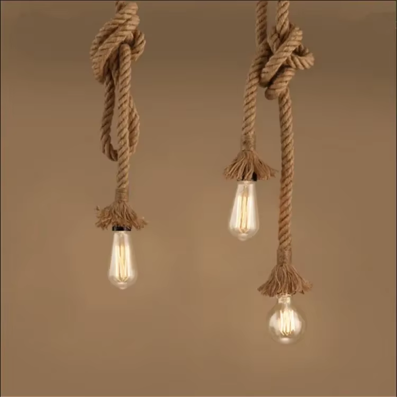 Vintage Hemp Rope Chandelier Base - Image 7
