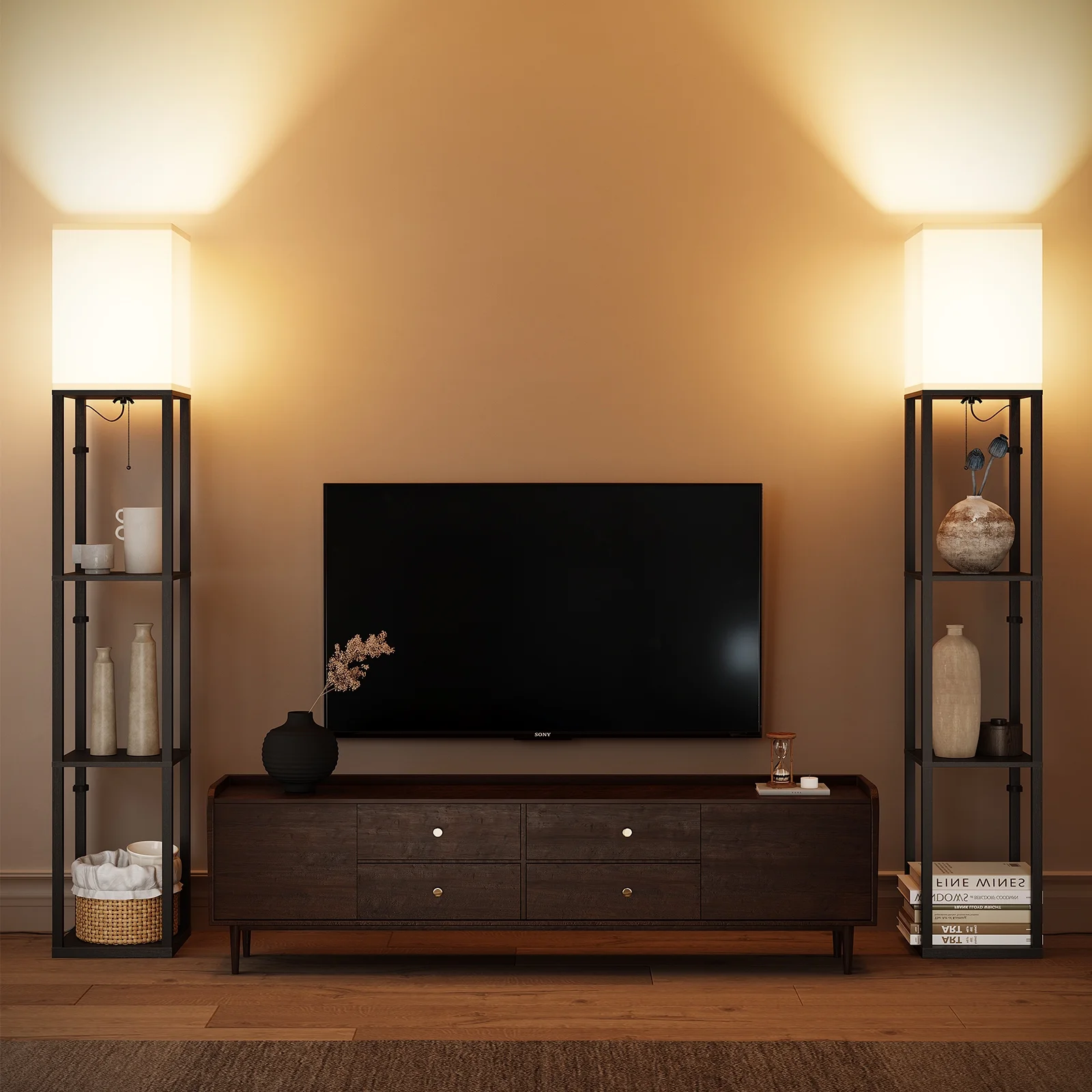 LED Floor Lamp with Shelves - Image 9