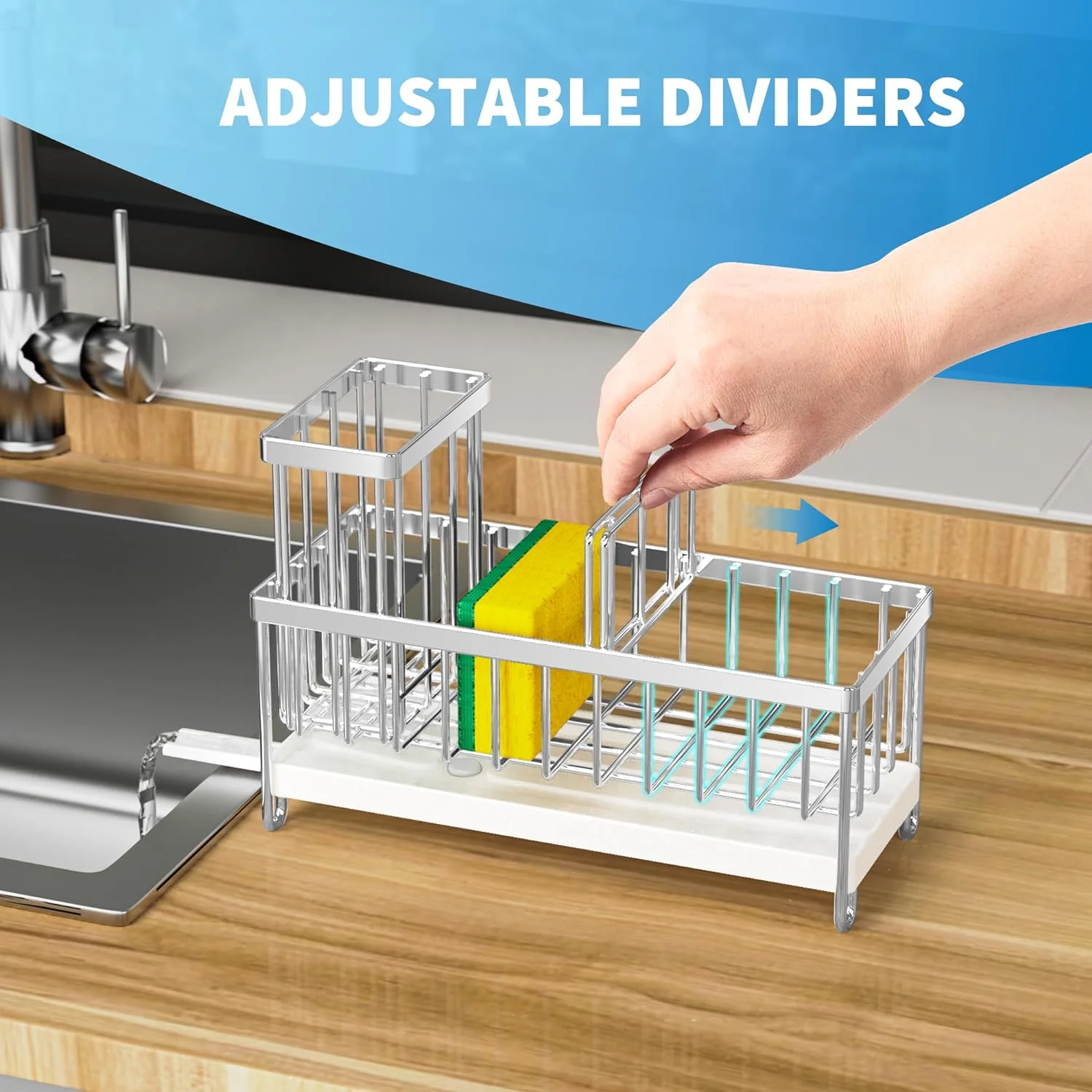 Silver Sink Caddy Storage Rack - Image 4