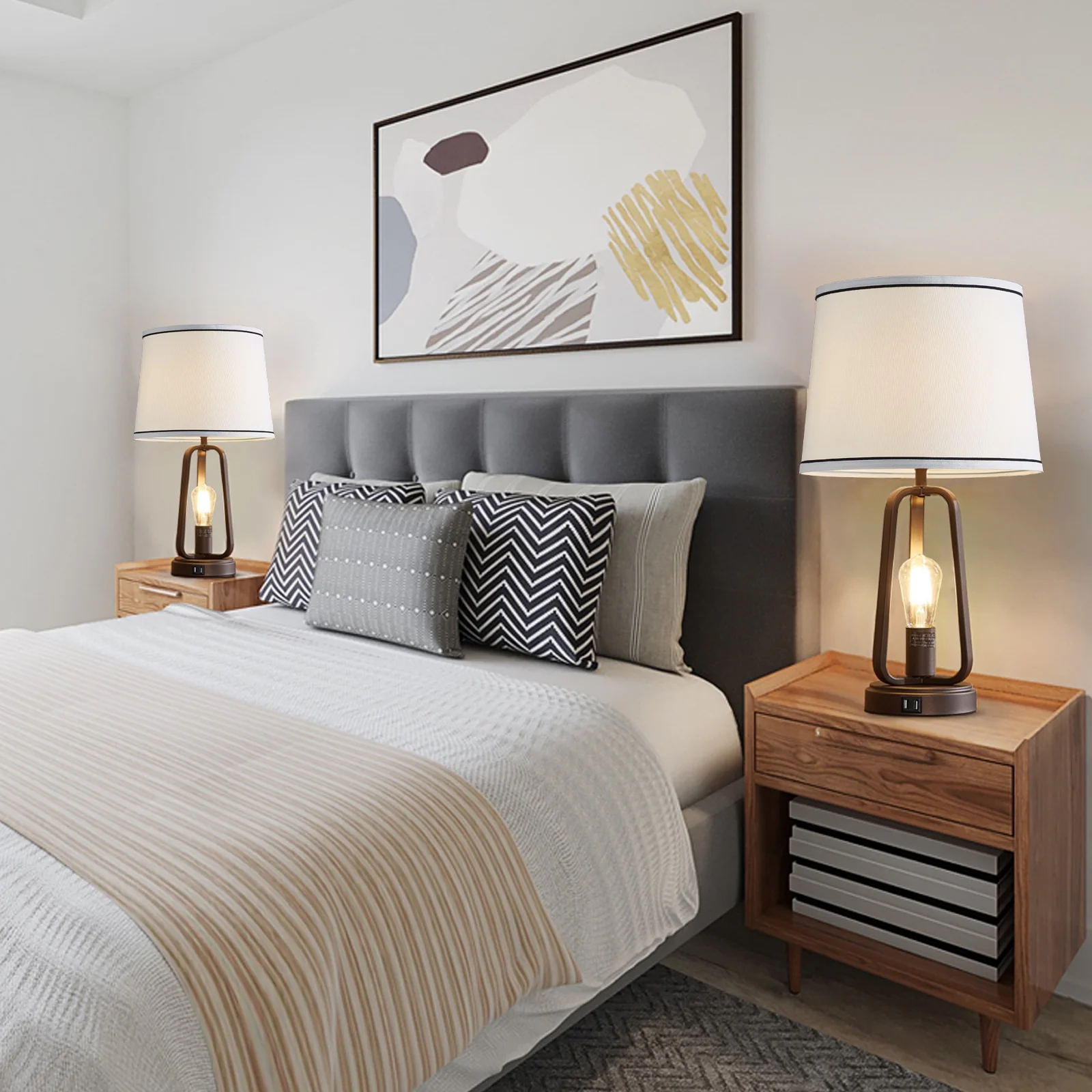 Lamp Shades Set of 2, Drum Lampshades, Lampshade 10 Inches Height, Lampshades for Table Lamp, Floor Lamp, Pendant Light, Lamp Shade Harp Holder Included - Image 8