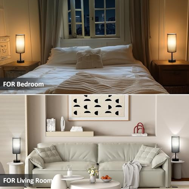 Black Bedside Table Lamps Set of 2-3 Color Temperatures Pull Chain Lamp With - Image 6