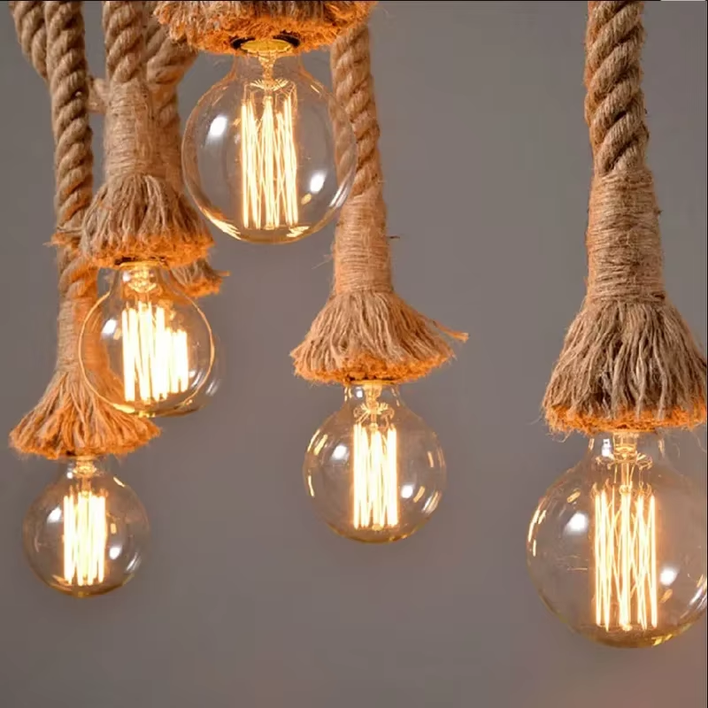 Vintage Hemp Rope Chandelier Base - Image 3