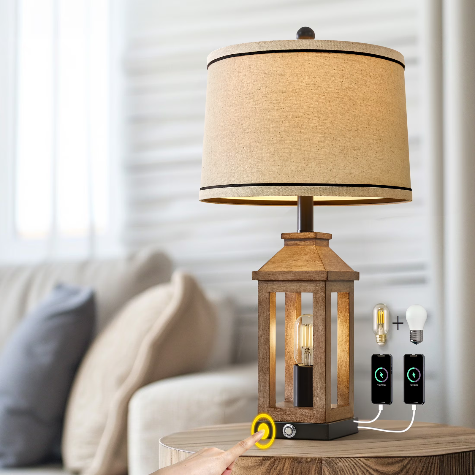 USB Farmhouse Table Lamp Set - Image 13