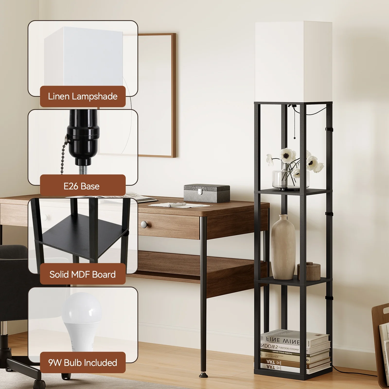 LED Floor Lamp with Shelves - Image 25