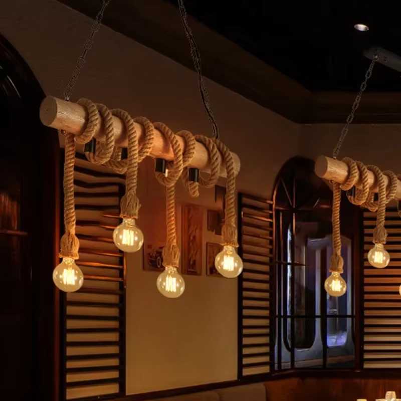 Vintage Hemp Rope Chandelier Base - Image 5