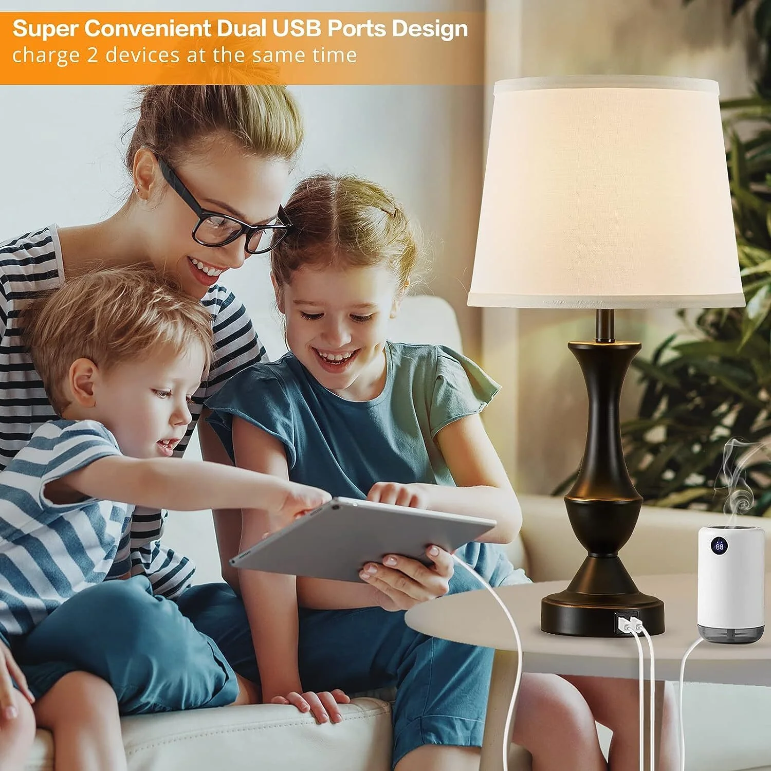 Linen Fabric Table Lamp Set - Image 8