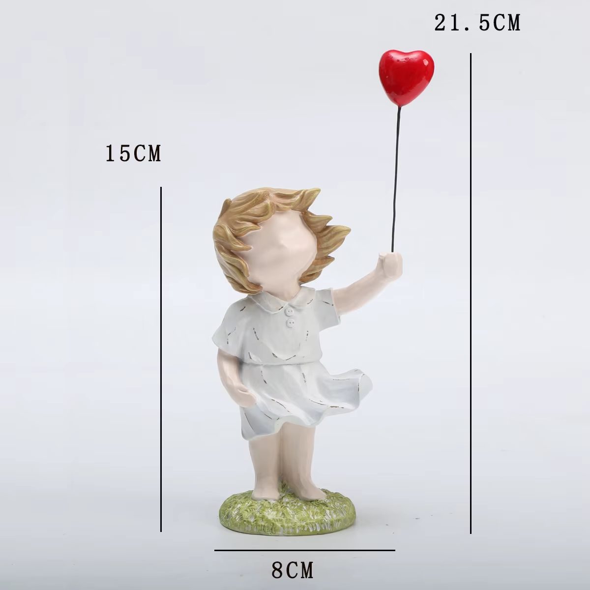 Balloon Heart Girl Decorative Statue - Image 11