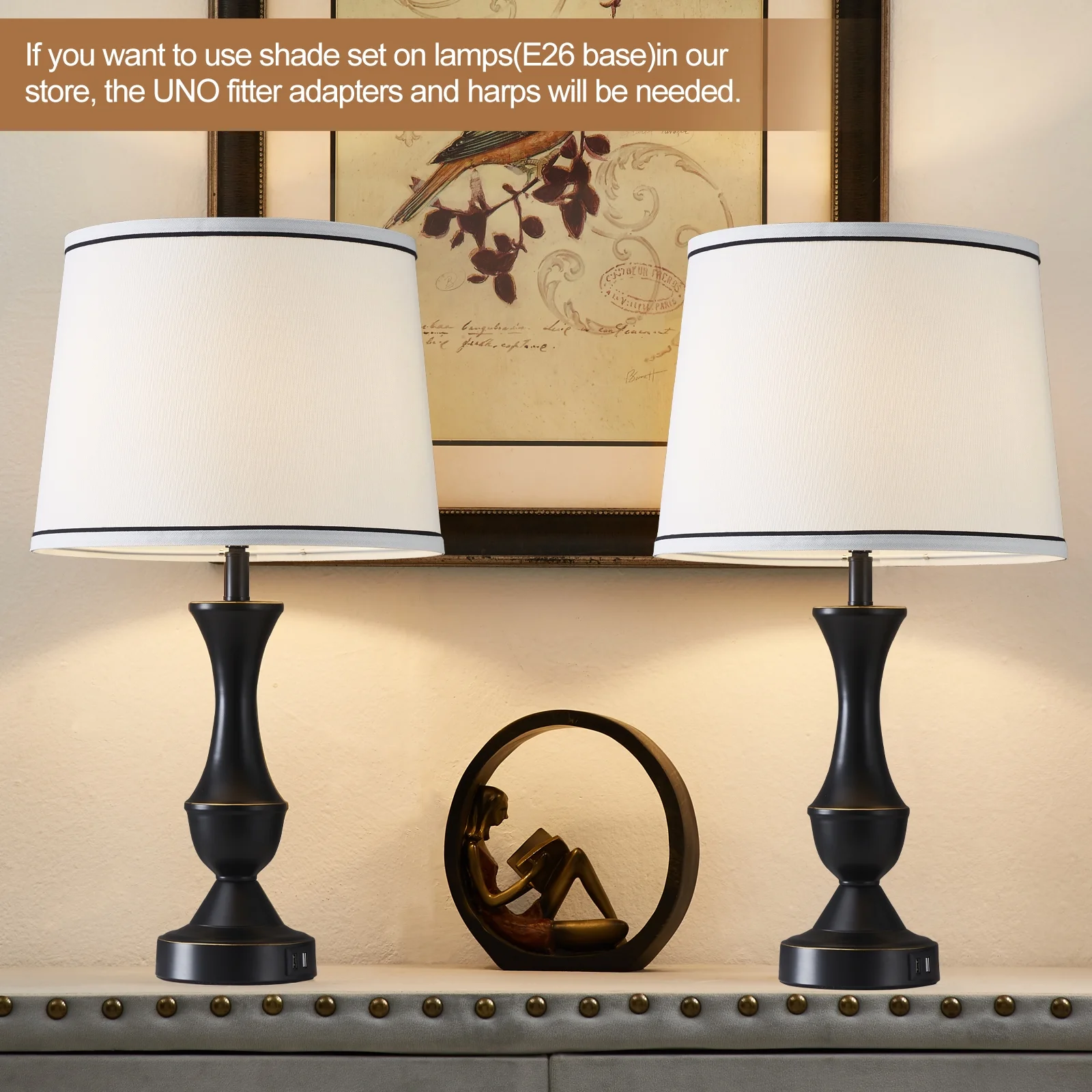 Lamp Shades Set of 2, Drum Lampshades, Lampshade 10 Inches Height, Lampshades for Table Lamp, Floor Lamp, Pendant Light, Lamp Shade Harp Holder Included - Image 6