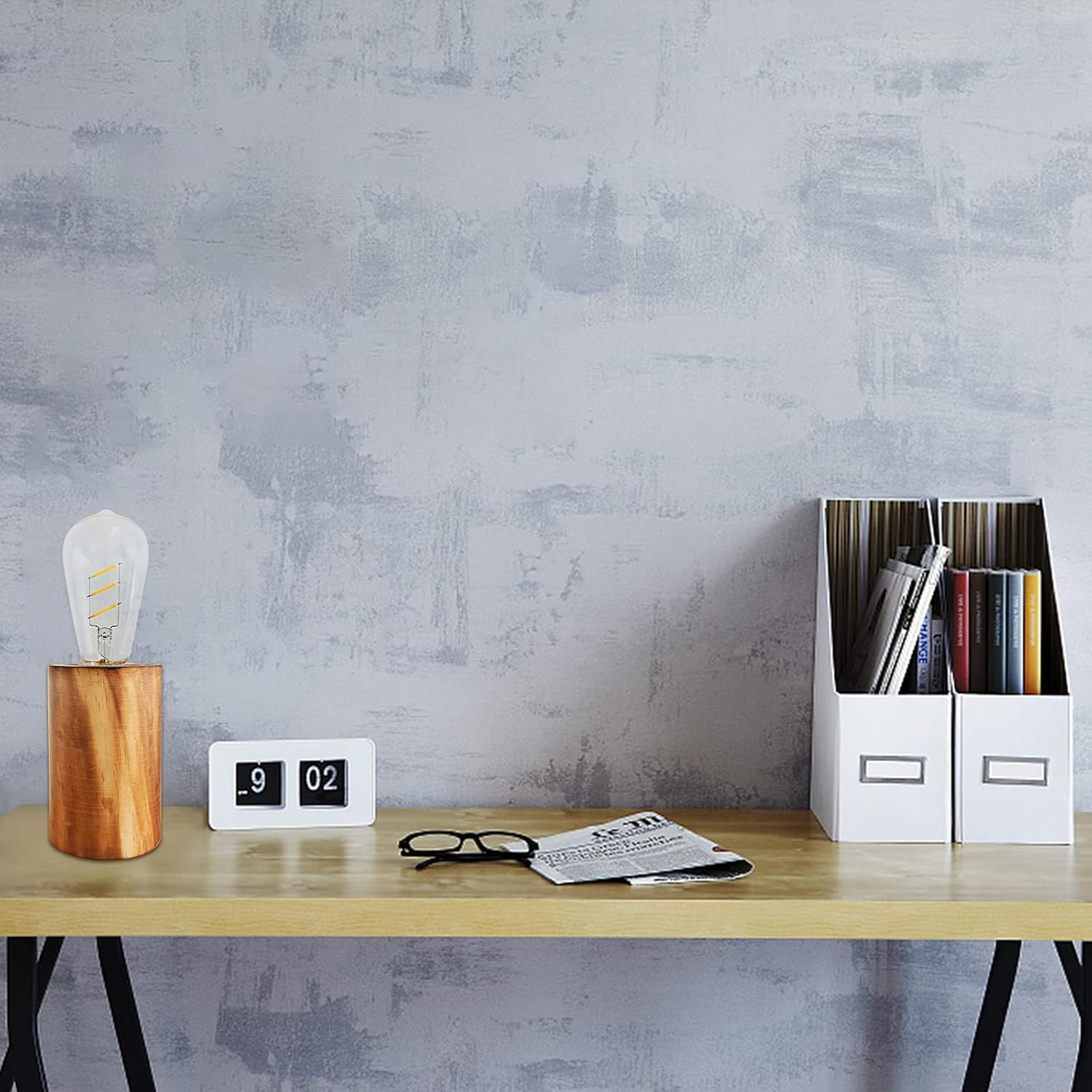 Battery Operated Table Lamp Wood Night Light Decorative Table Light for Bedroom Living Room Lights Bedside Table Lamp Desk Decorative Lights Bright Light Festival Home Decoration(Single) - Image 7