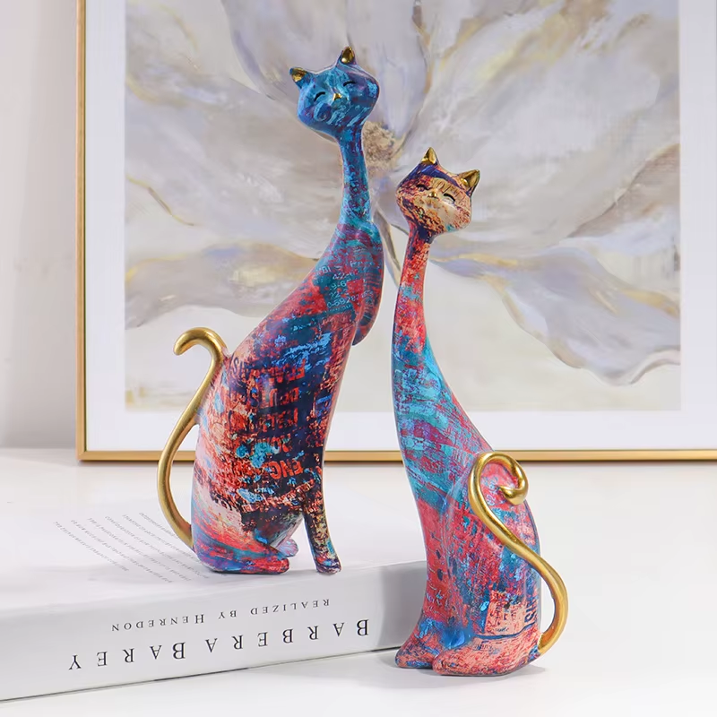 Nordic Cat Resin Sculpture - Image 4