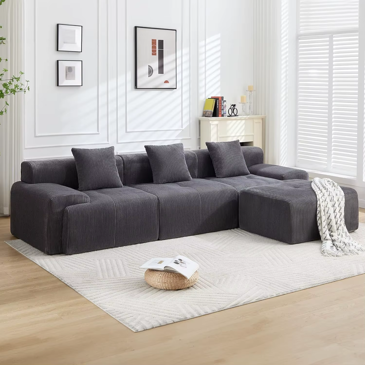 Luxury Modular Corduroy Sectional - Image 8