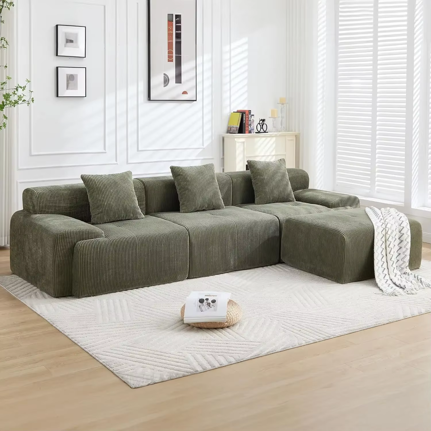 Luxury Modular Corduroy Sectional - Image 9