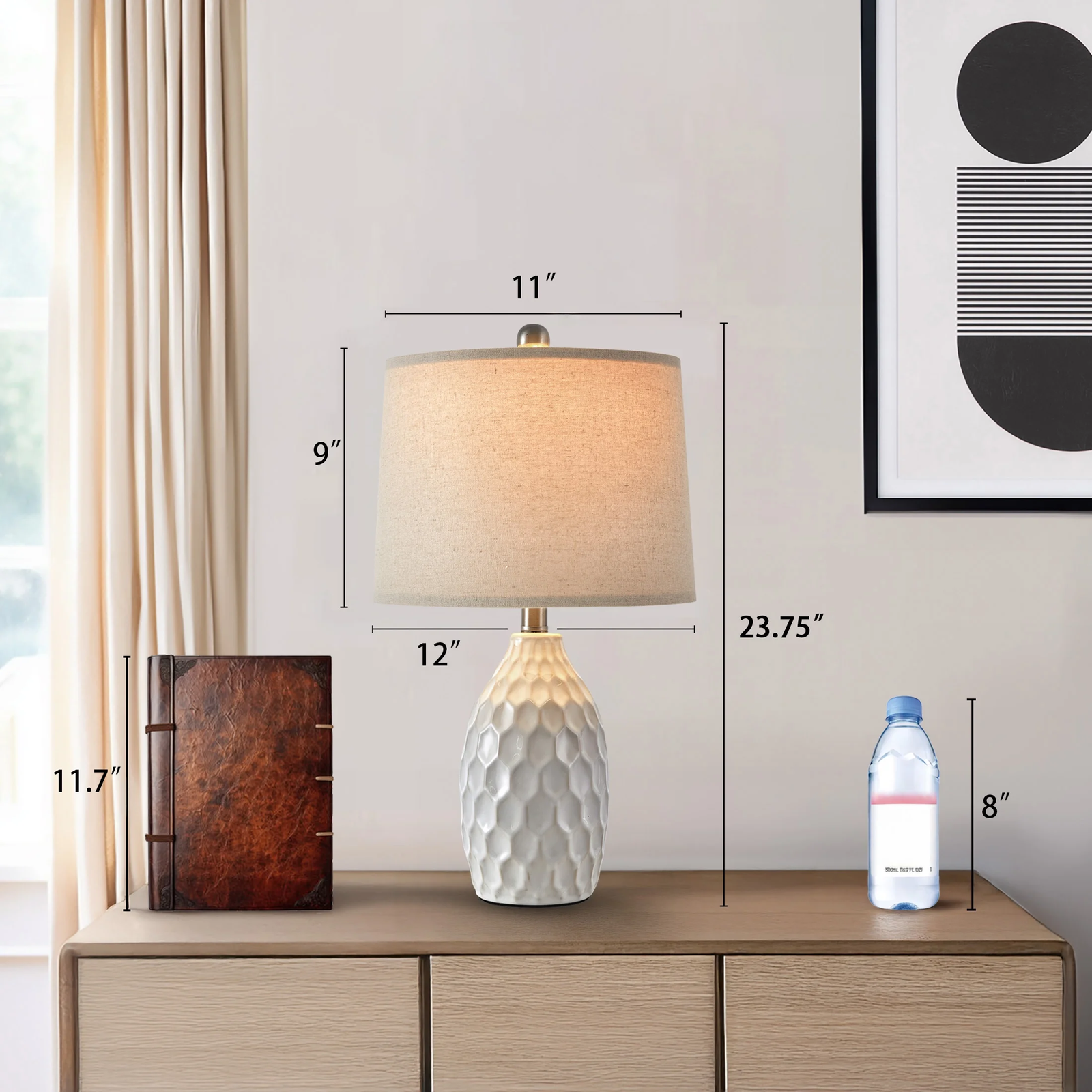 Modern White Ceramic Table Lamps Set of 2 Industrial Metal 21.5" Bedside Nightstand Lamp for Living Room Bedroom - Image 11