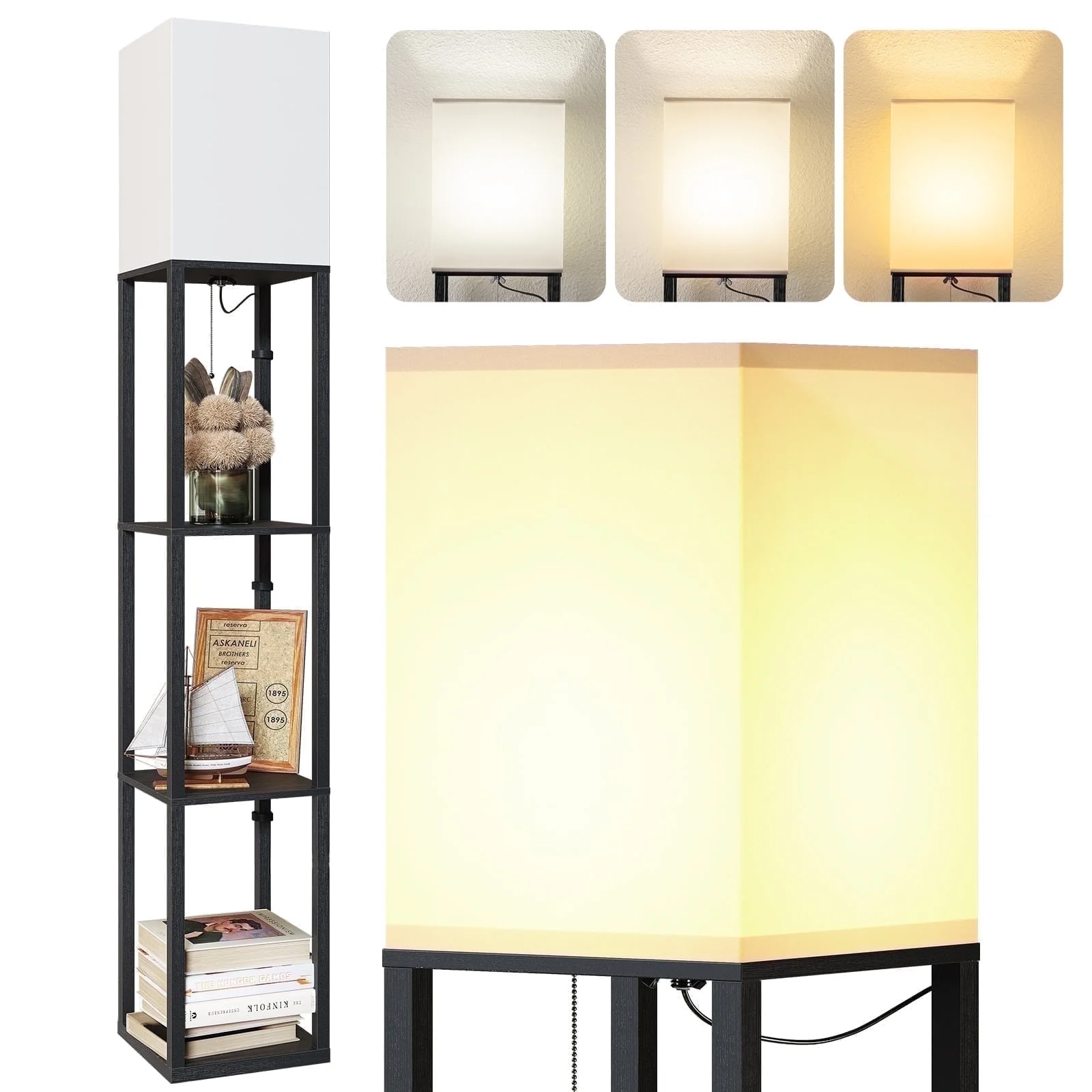 LED Floor Lamp with Shelves