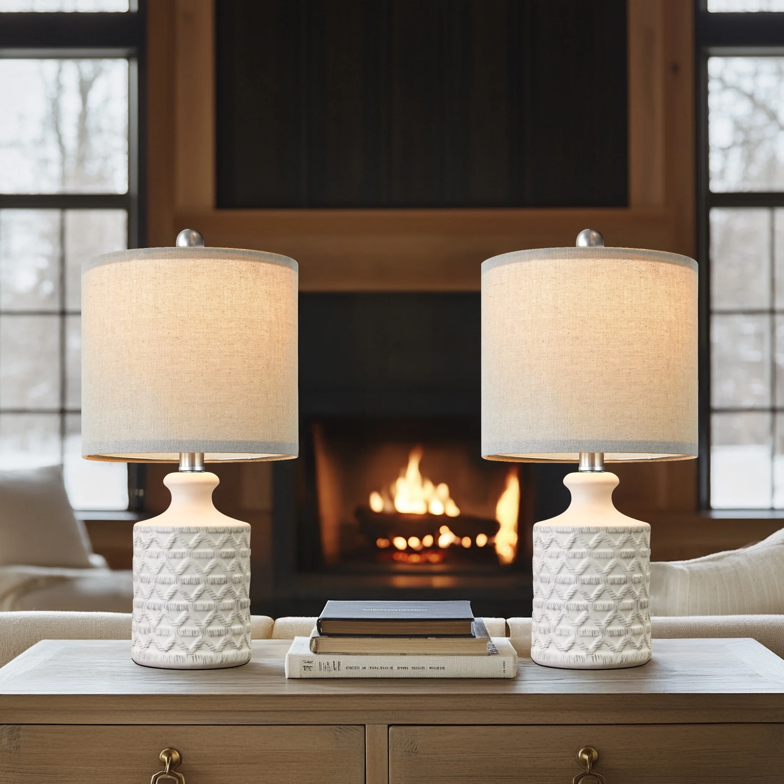 Modern White Ceramic Table Lamps Set of 2 Industrial Metal 21.5" Bedside Nightstand Lamp for Living Room Bedroom - Image 13