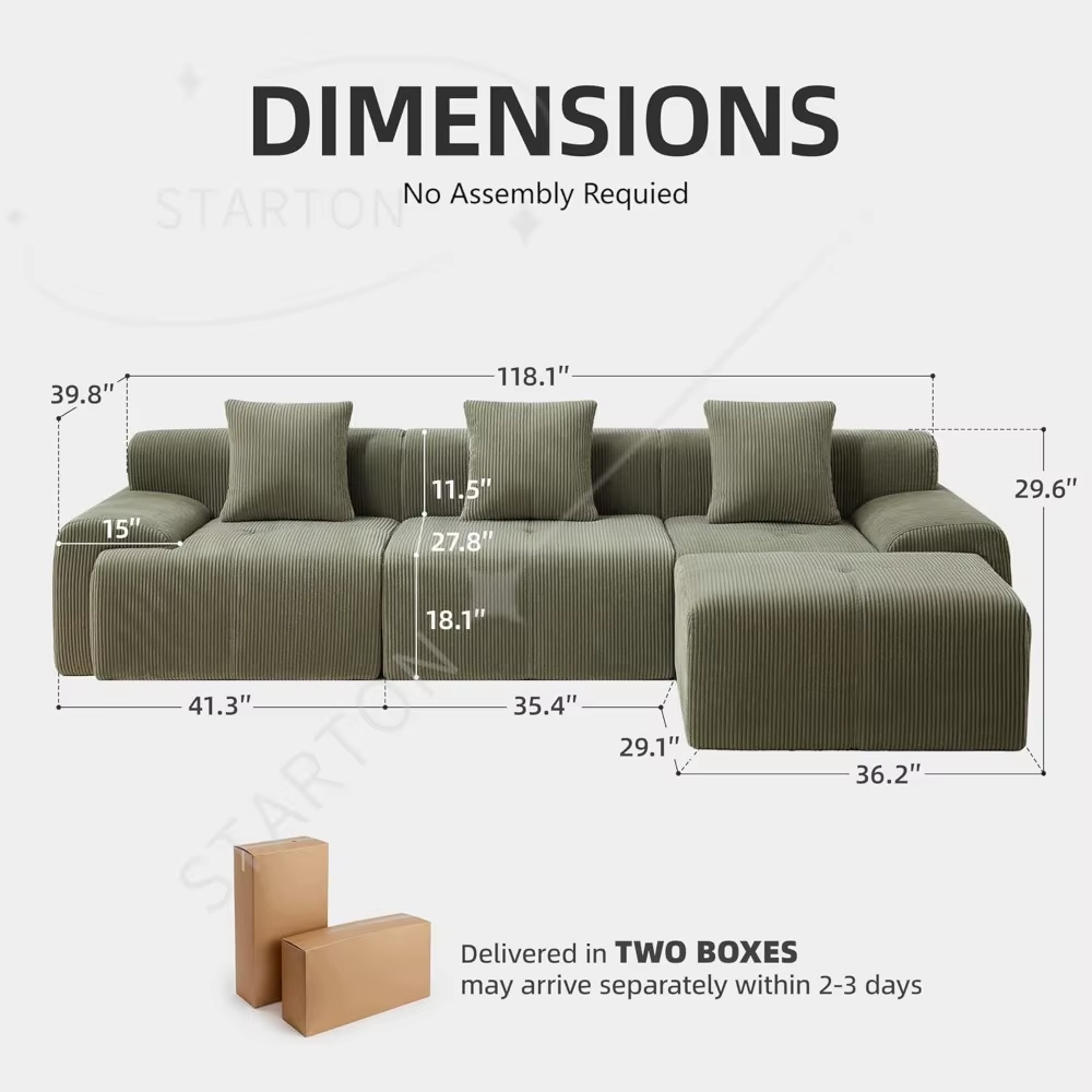 Luxury Modular Corduroy Sectional - Image 2