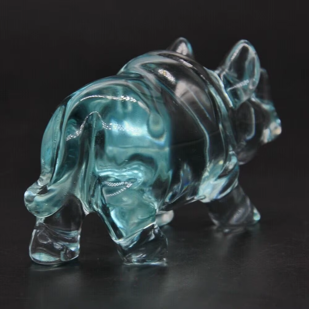 Obsidian Rhinoceros Art Statue - Image 4
