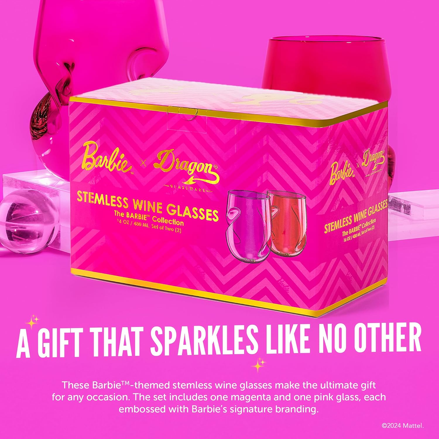 Pink Barbie Wine Glass Set - Image 5