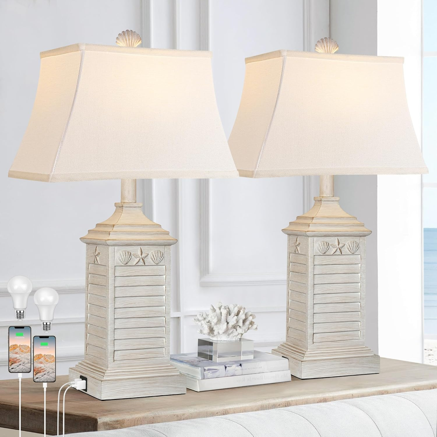 Modern Coastal Bedside Lamp Set - Image 9