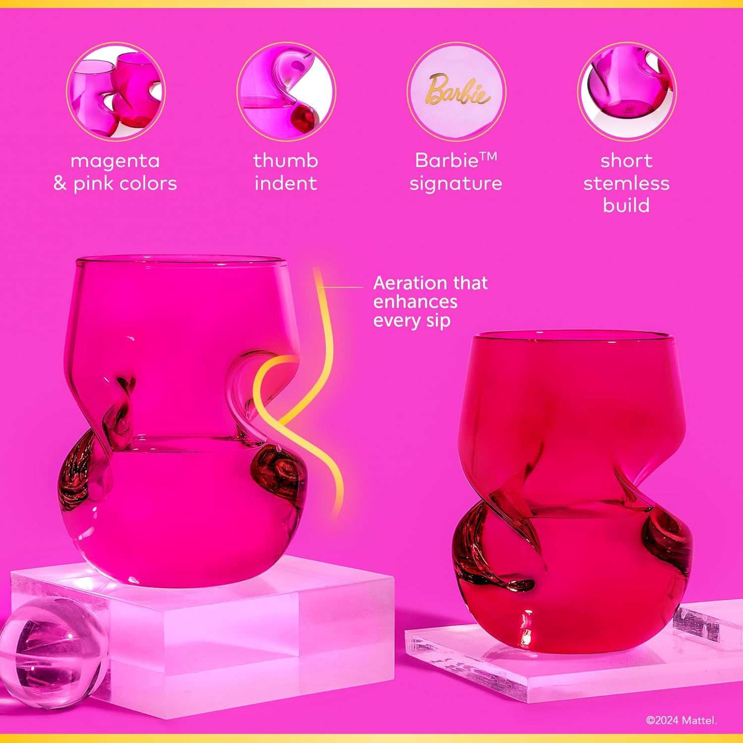 Pink Barbie Wine Glass Set - Image 4