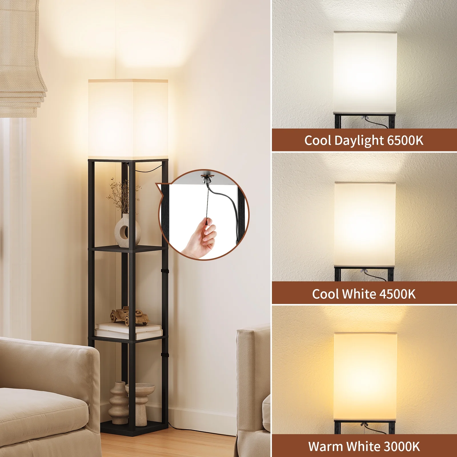 LED Floor Lamp with Shelves - Image 11
