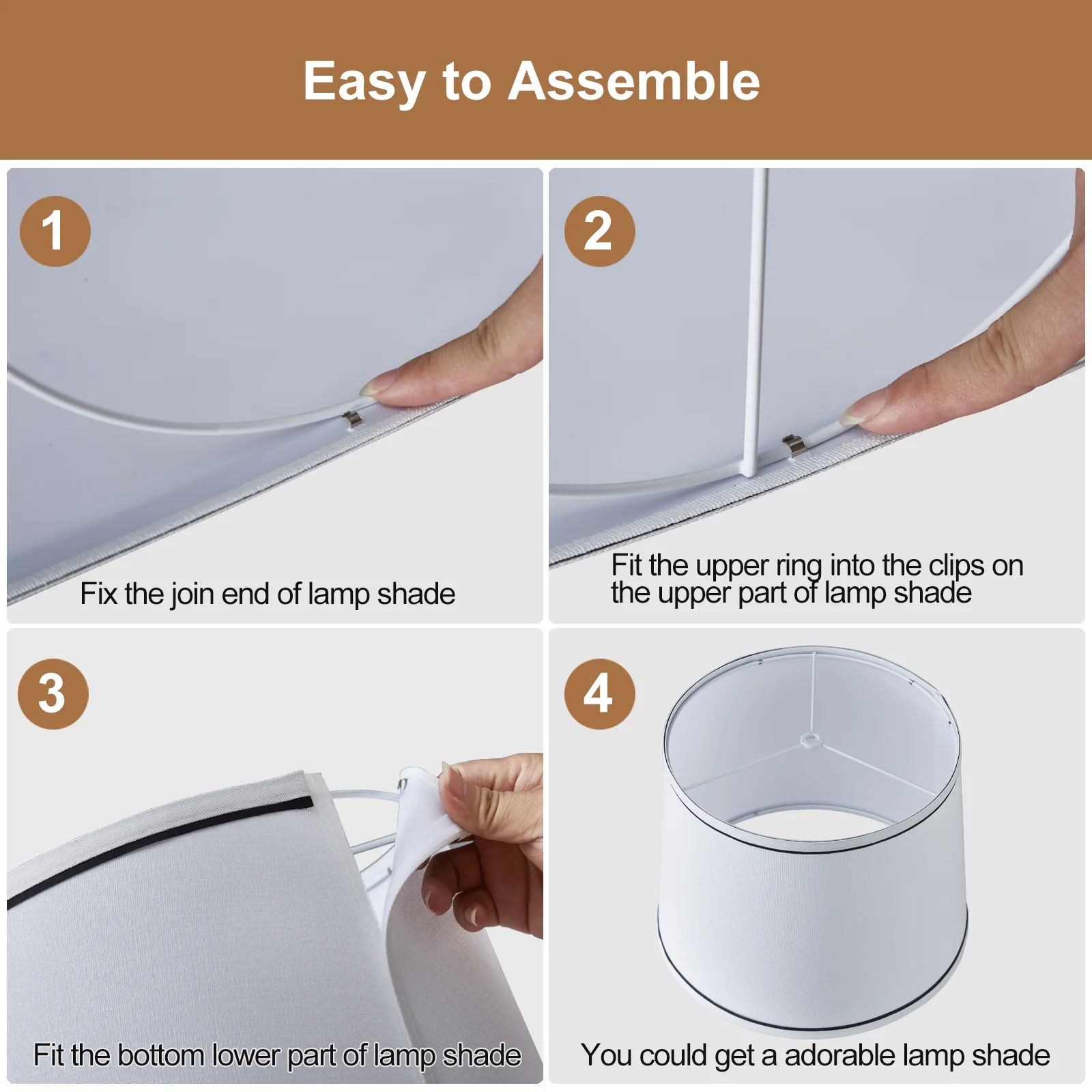 Lamp Shades Set of 2, Drum Lampshades, Lampshade 10 Inches Height, Lampshades for Table Lamp, Floor Lamp, Pendant Light, Lamp Shade Harp Holder Included - Image 3